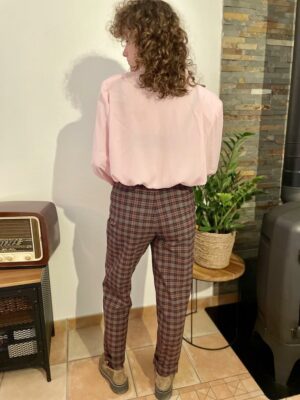 pantalon taille haute, à carreaux , années 80