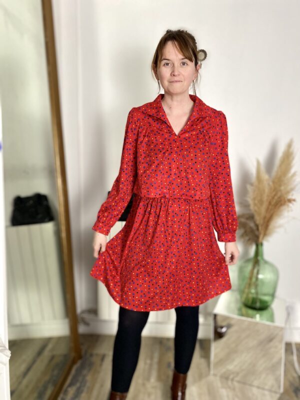 Ensemble upcycle a pois rouge