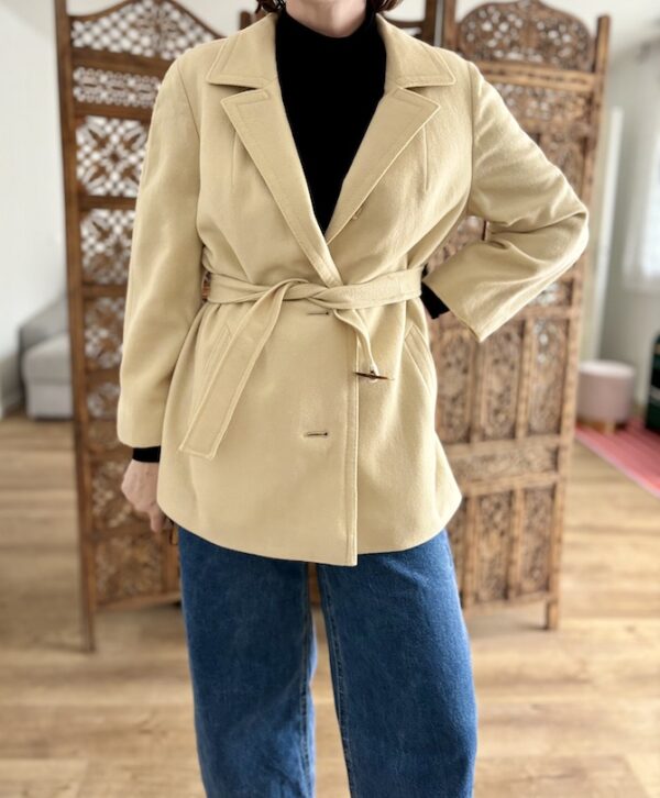 Manteau en laine, beige, upcyclé. T42 – Image 3