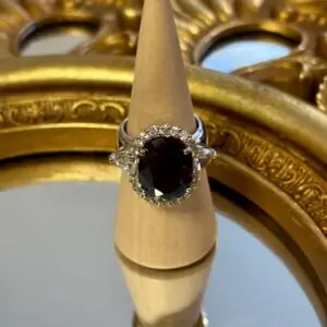 Bague en argent 925 et Quartz fumé. T59.