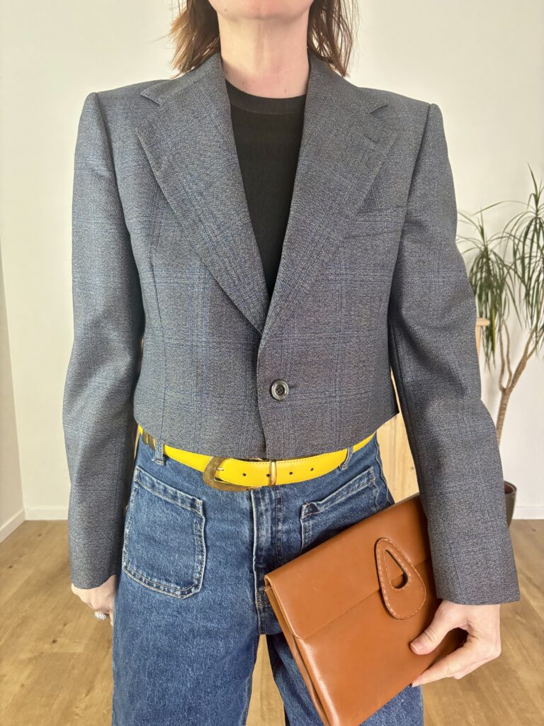 Blazer en laine à carreaux, upcyclé.