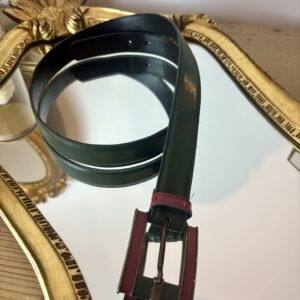 Ceinture kaki et bordeaux, vintage.