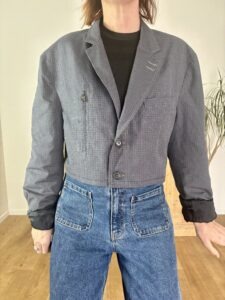 Veste vichy bleu, upcyclé.
