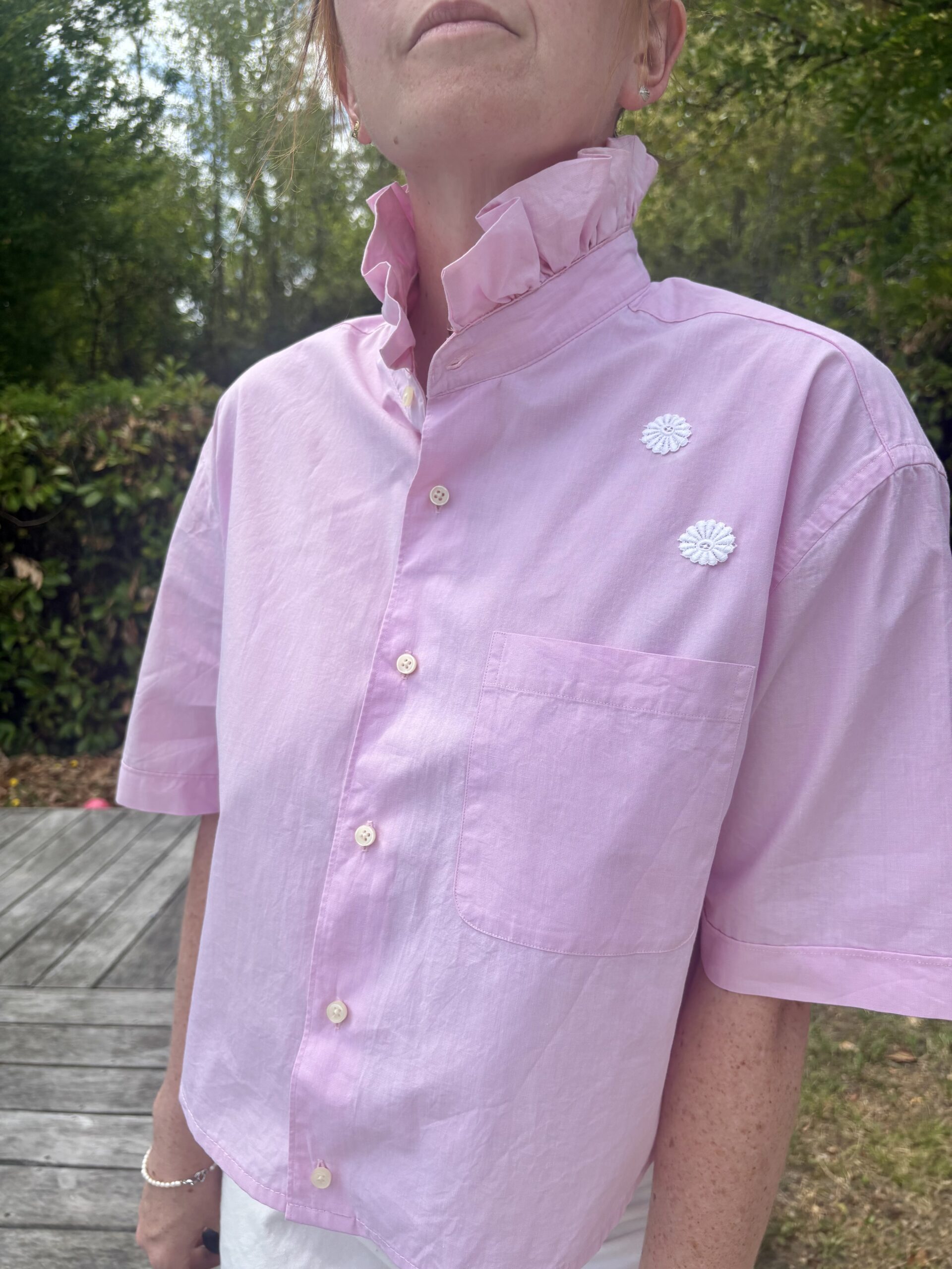 Chemise upcyclée, col victorien. – Image 2