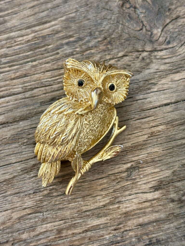 Broche Chouette Vintage Années 70, Orena Paris.